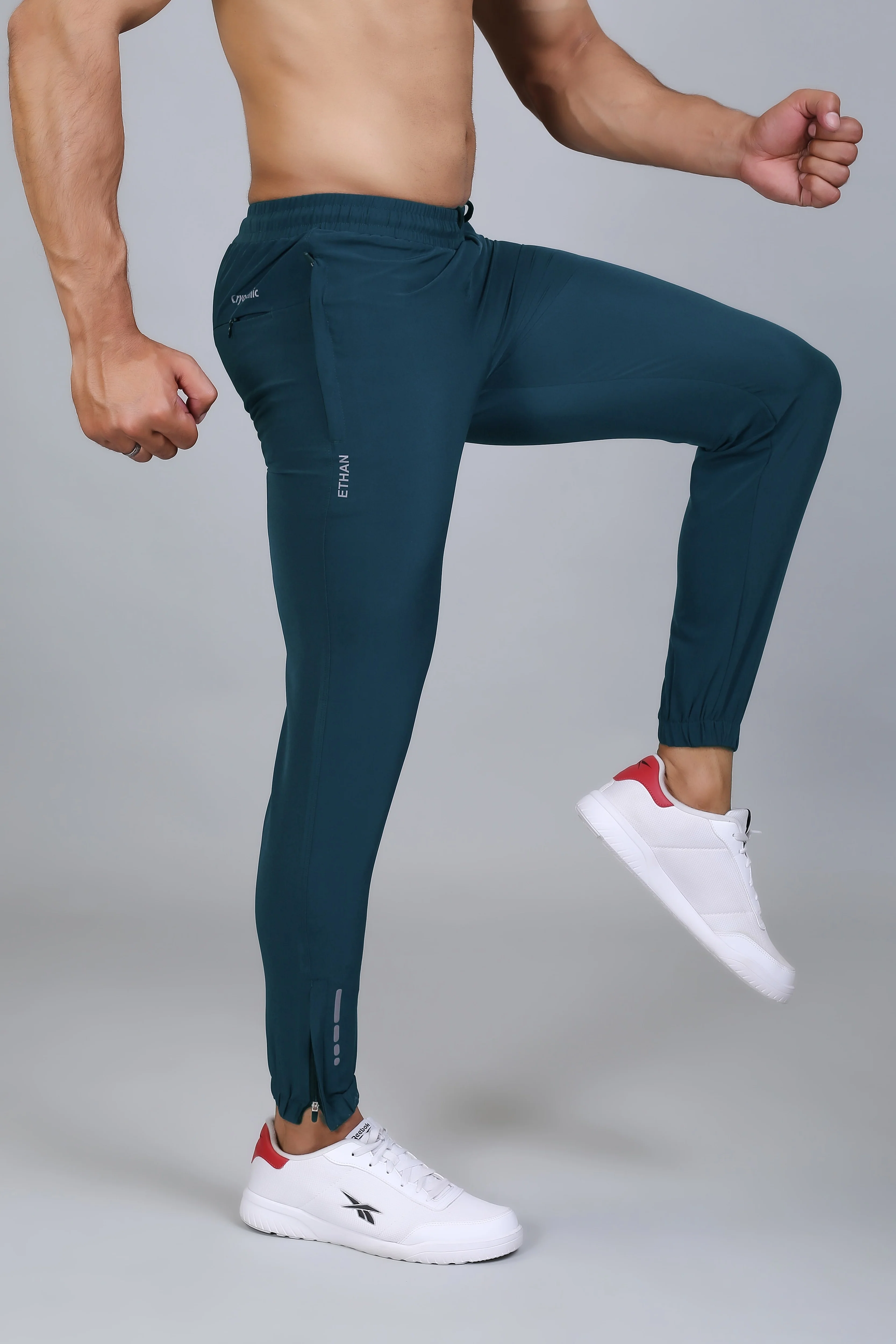 Ethan Men Solid Nylon Spandex Six Zipper Track Pants - Image 10