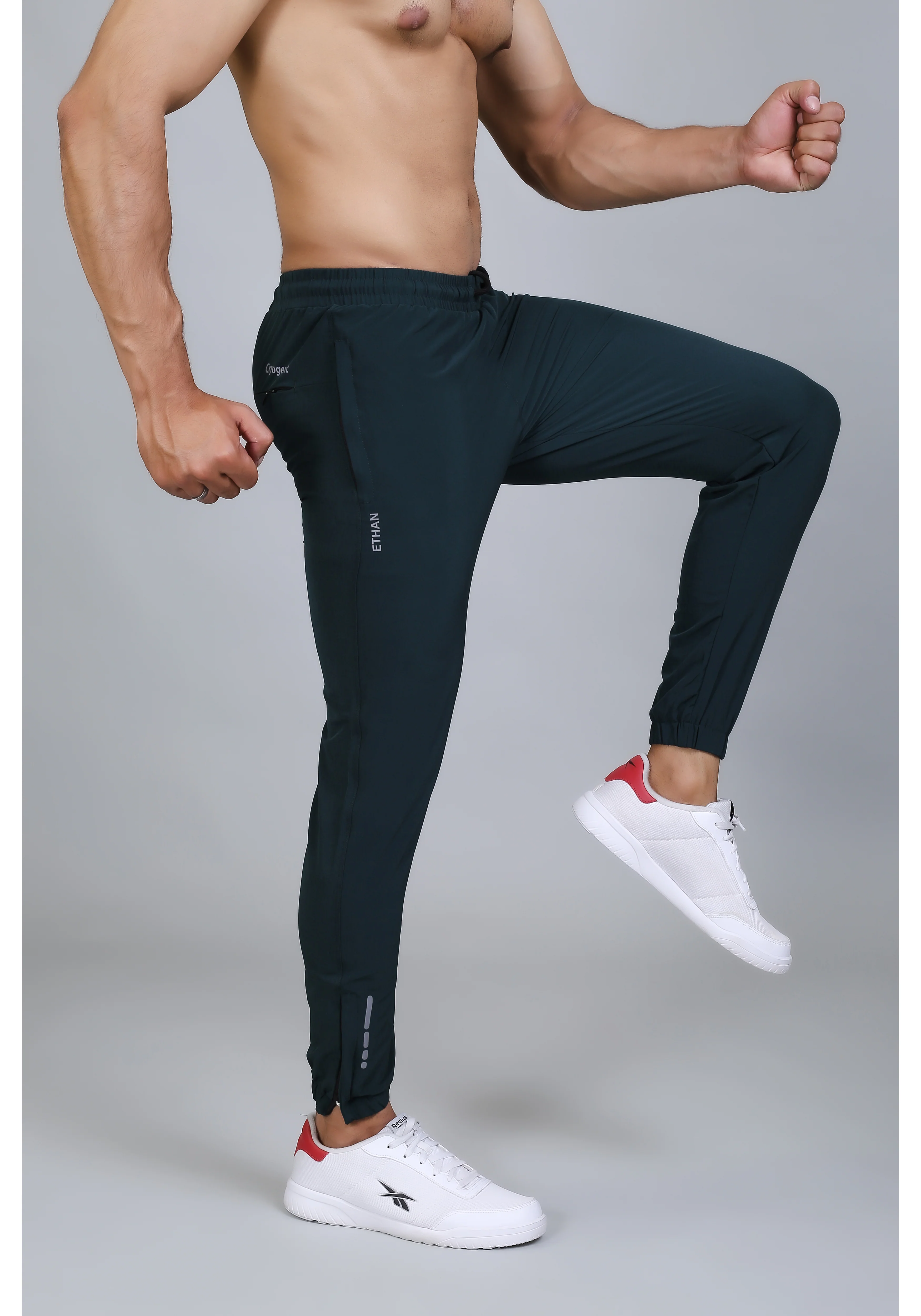 Ethan Men Solid Nylon Spandex Six Zipper Track Pants - Image 29