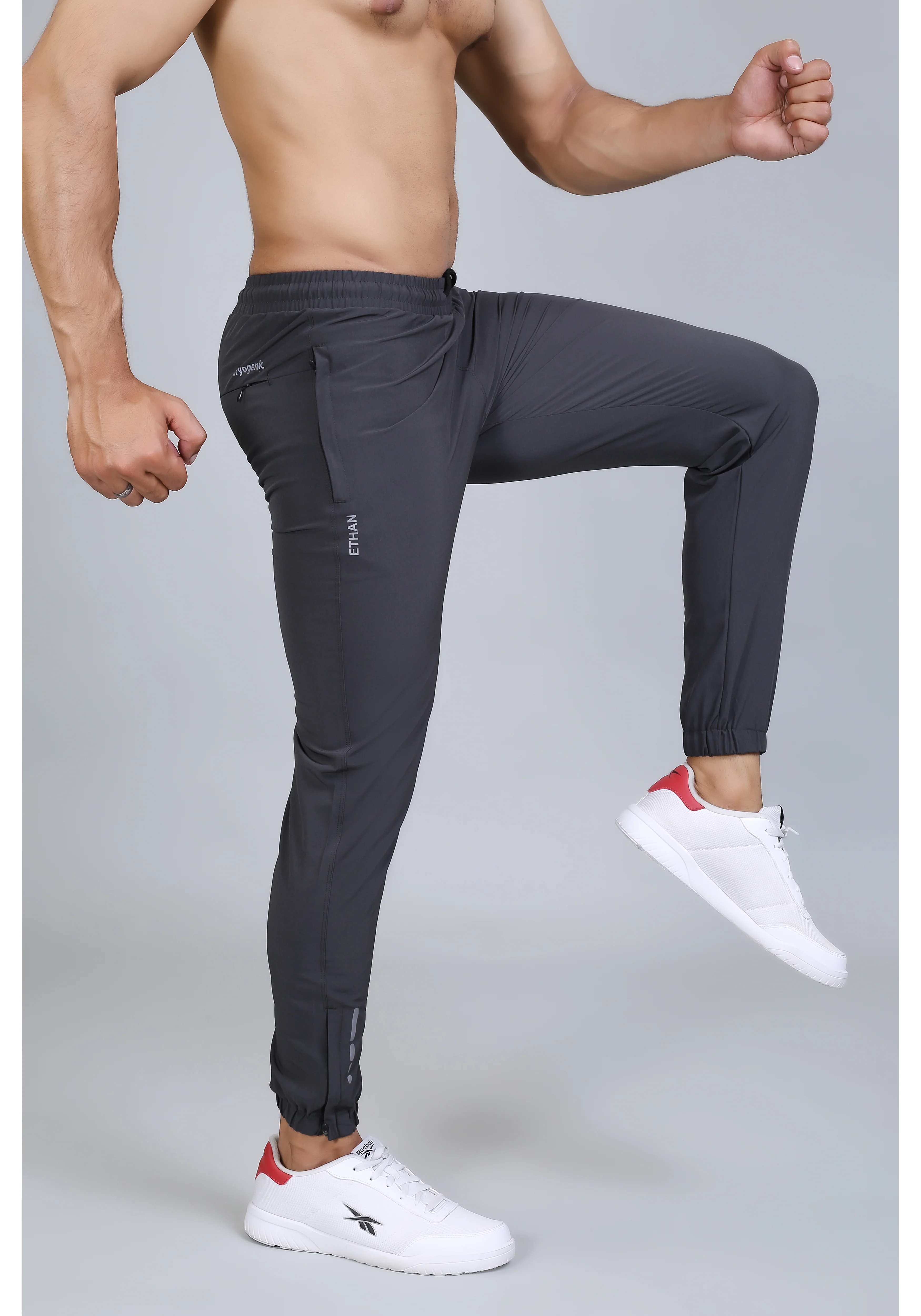 Ethan Men Solid Nylon Spandex Six Zipper Track Pants - Image 3