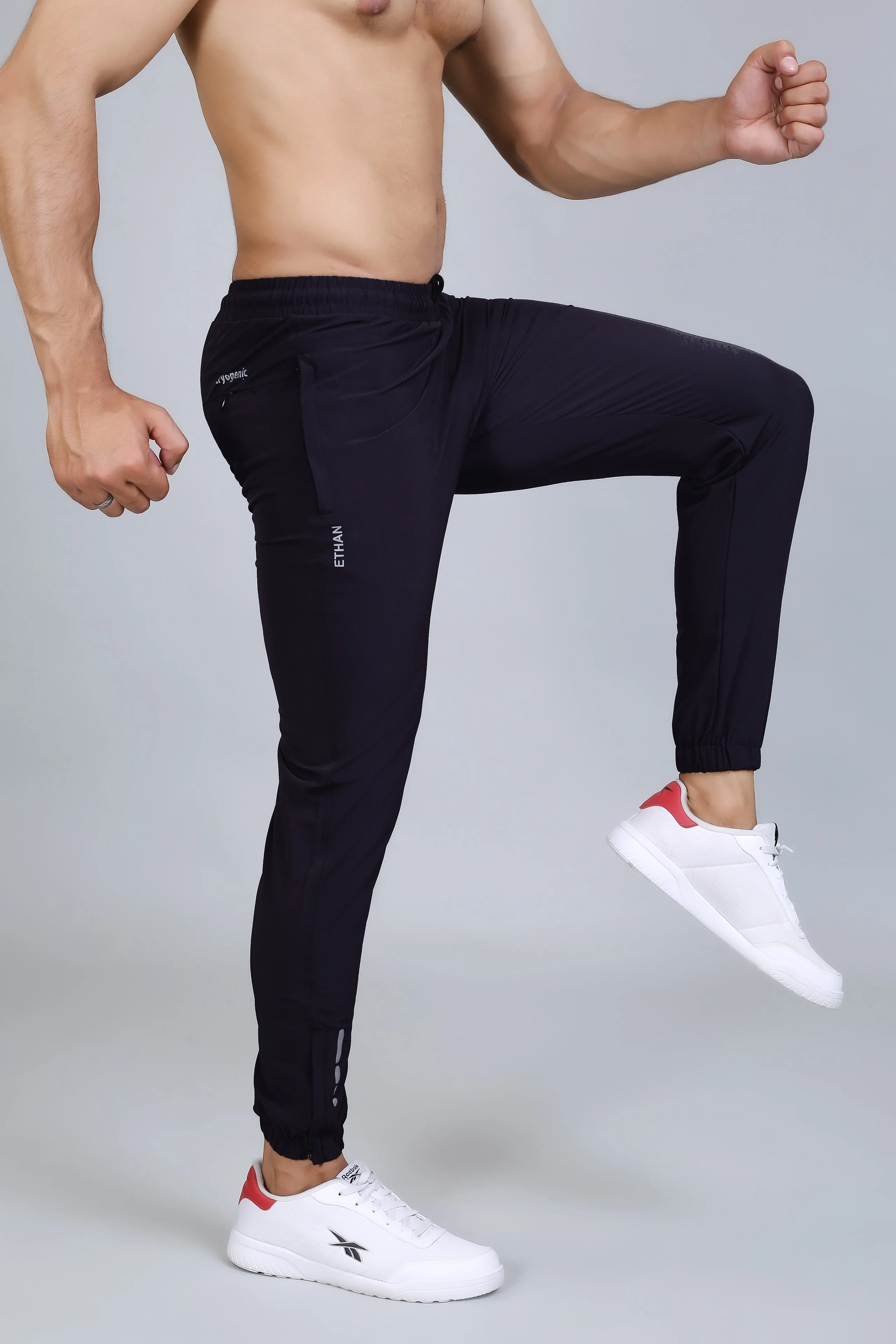 Ethan Men Solid Nylon Spandex Six Zipper Track Pants - Image 36