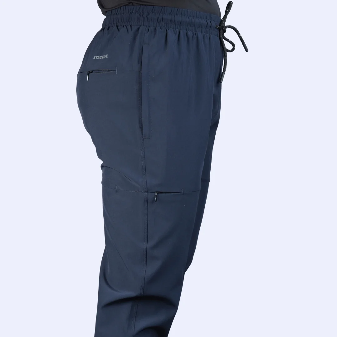 Ethan Men Solid Nylon Spandex Six Zipper Track Pants - Image 39